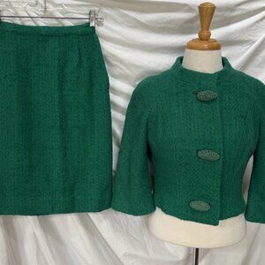 💚✨ 1960s LILLI ANN GREEN SKIRT SUIT ✨💚